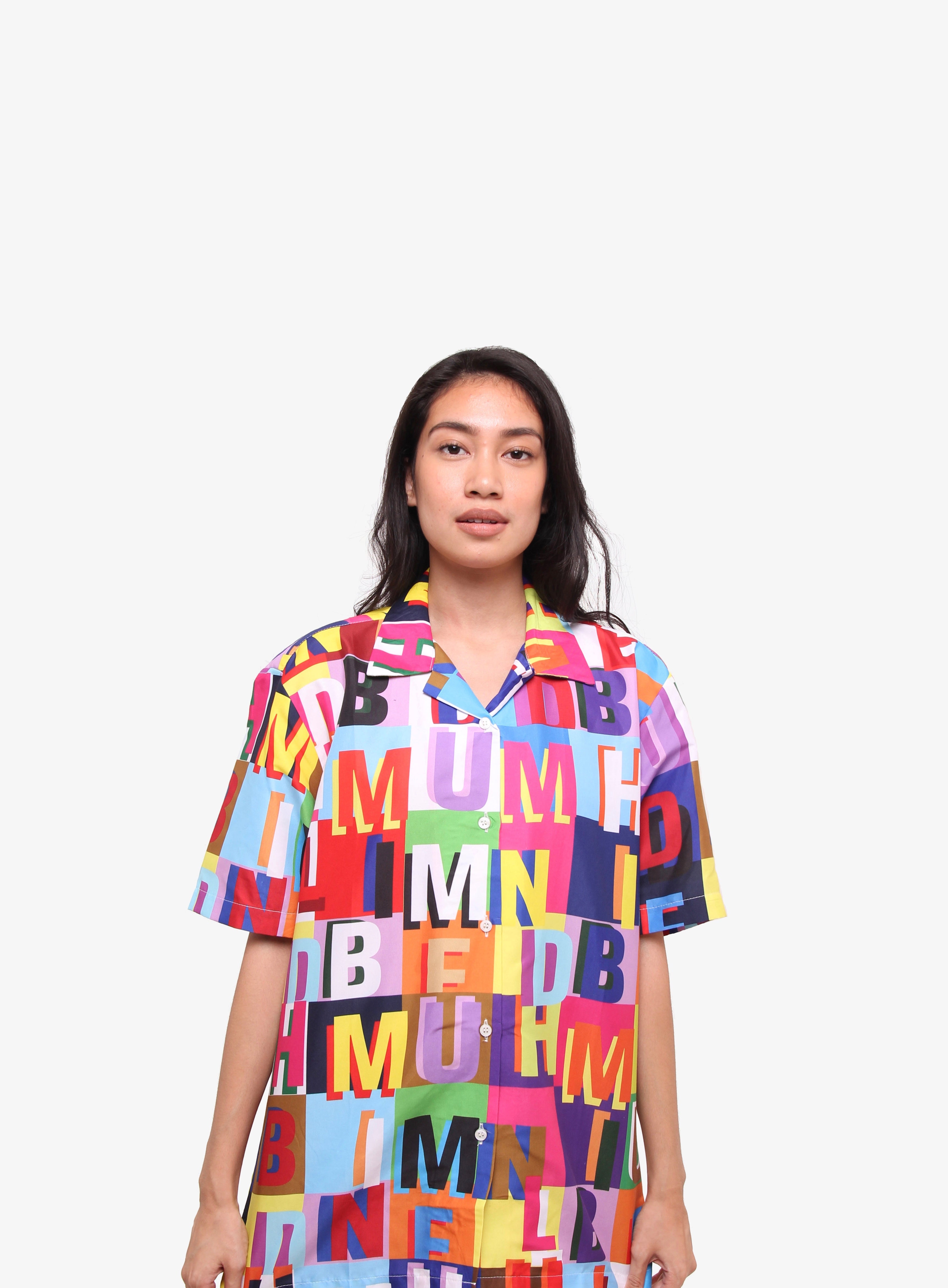 Funky Letters Button-Up Shirt