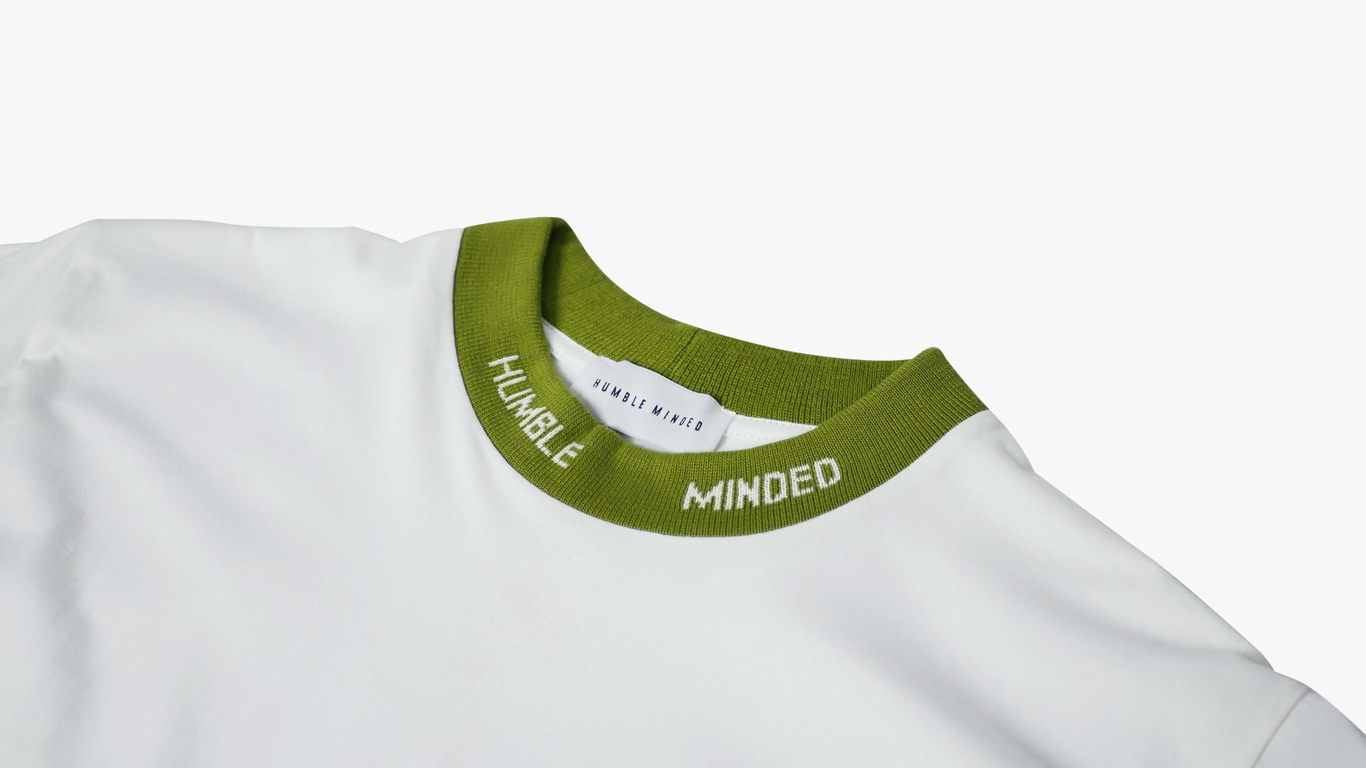 Jacquard Logo Collar T-Shirt White Olive